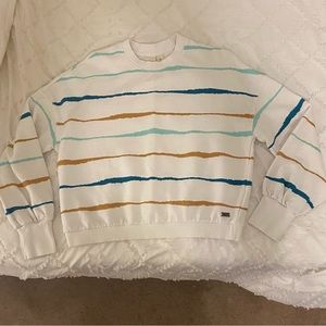 White Roxy Sweater With Colored Stripes